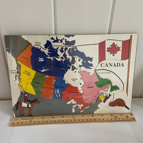 Vintage Canada County Inlay Jigsaw Puzzle by The Toy Maker educational Geography - Picture 6 of 12